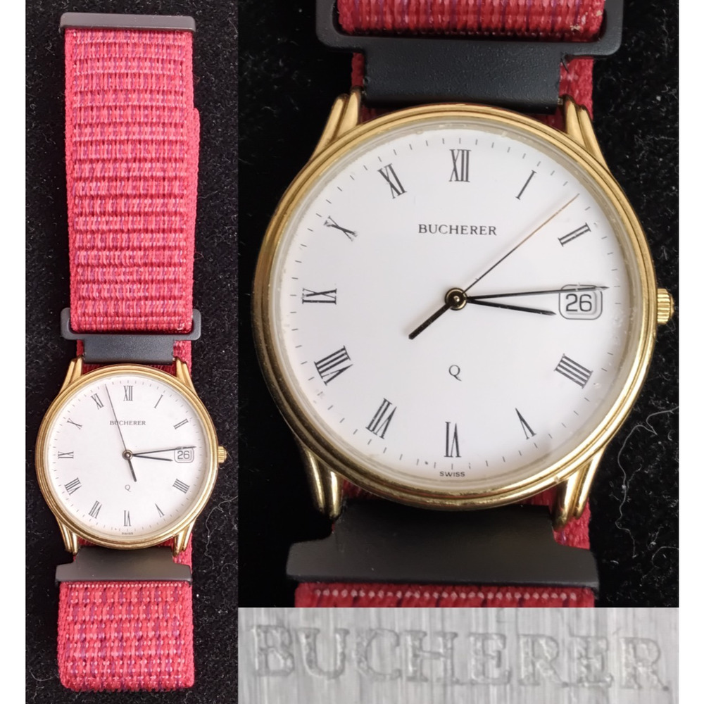 Bucherer Wrist Watch Men's Vintage 1990's Gold Plated Bezel 955.725 #Z5677